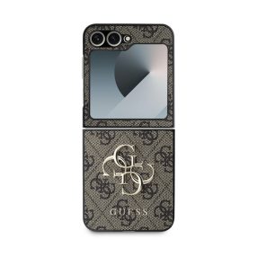   Guess 4G Metal Logo PU Samsung Galaxy Z Flip 6 / Flip 7 FE hátlap tok, barna