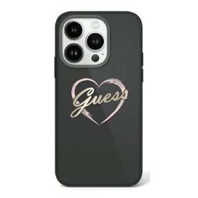   Guess IML Heart iPhone 16 Pro kemény hátlap tok, fekete GUHCP16LHCHGSPK