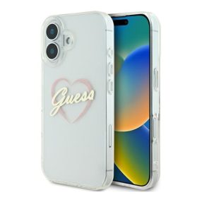   Guess IML Heart iPhone 16 kemény hátlap tok, átlátszó GUHCP16SHCHGSPT