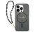 Guess IML Glitter iPhone 16 MagSafe kemény hátlap tok karpánttal, fekete GUHMP16SHGCRELSK