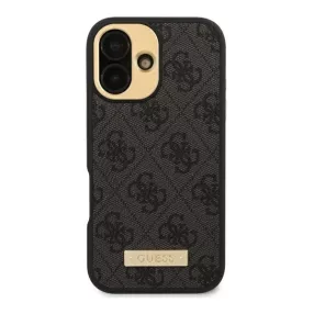   Guess 4G Logo Plate iPhone 16 Pro Max MagSafe kemény hátlap tok, fekete GUHMP16XU4GPRK