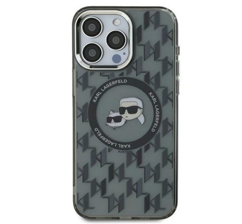 Karl Lagerfeld IML Monogram Karl&Choupette Head iPhone 16 Pro Max MagSafe hátlap tok, fekete KLHMP16XHMCKMHK