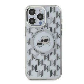   Karl Lagerfeld IML Monogram Karl&Choupette Head iPhone 16 Pro hátlap tok, átlátszó KLHMP16LHMCKMHT