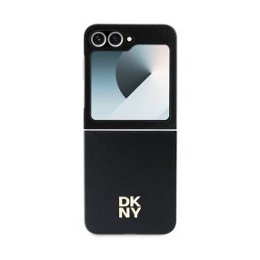   DKNY PU Leather Stack Logo Samsung Galaxy Z Flip 6 / Flip 7 FE hátlap tok, fekete