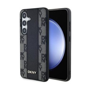   DKNY Leather Checkered Mono Pattern Samsung Galaxy S24 (S921) MagSafe hátlap tok, fekete DKHMS24SPCPVSLK