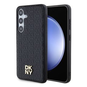   DKNY Leather Pattern Metal Logo Samsung Galaxy S24 (S921) Magsafe hátlap tok, fekete DKHMS24SPSHRPSK