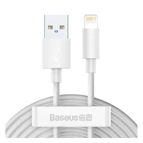   Baseus Simple Wisdom USB / Lightning adat/töltőkábel, 2,4A, 1,5m, Fehér (2db)