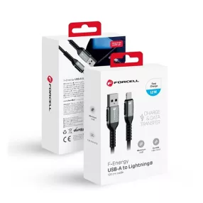   Forcell F-Energy C257 USB A-Lightning töltő / adatkábel, 2,4A, 12W, 1,2m, fekete