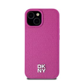   DKNY PU Leather Repeat Pattern Stack Logo iPhone 15 MagSafe tok, rózsaszín