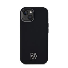 DKNY PU Leather Stack Logo iPhone 15 MagSafe tok, fekete