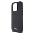 DKNY PU Leather Silver Metal Logo iPhone 15 Pro Max MagSafe tok, fekete