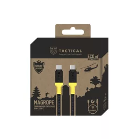   Tactical MagRope USB-C-USB-C adatkábel szövet bevonattal, 1m, fekete/sárga