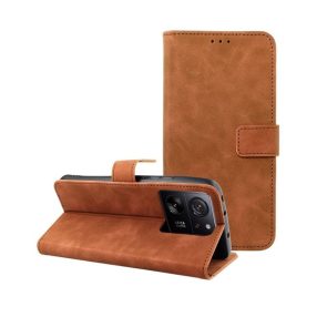   Tender Book Xiaomi 13T flip/oldalra nyíló műbőr tok kártyatartó résszel, barna
