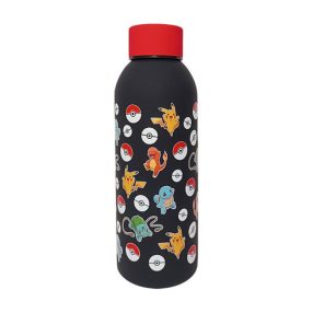 KiDS Pokemon acél palack/kulacs, 500ml, fekete-mintás