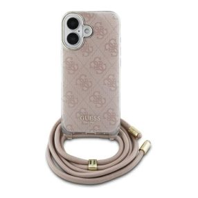   Guess Crossbody Cord 4G Print iPhone 16 hátlap tok, rózsaszín GUHCP16SHC4SEP