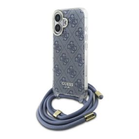   Guess Crossbody Cord 4G Print iPhone 16 hátlap tok, kék GUHCP16SHC4SEB