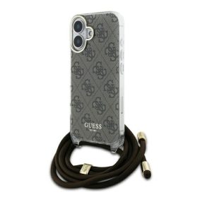   Guess Crossbody Cord 4G Print iPhone 16 hátlap tok, barna GUHCP16SHC4SEW