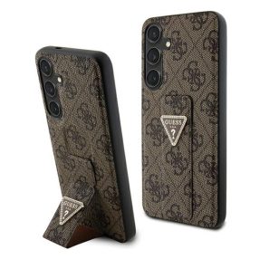   Guess Grip Stand 4G Triangle Strass Samsung Galaxy S24 hátlap tok, barna GUHCS24SPGS4TDW