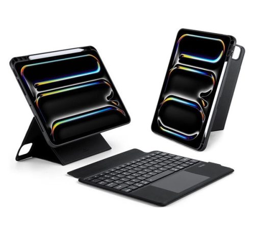 Dux Ducis DK iPad Pro 11 (2024) kihajtható tok vezeték nélküli billentyűzettel, fekete