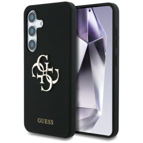   Guess Silicone Big 4G Logo Bottom Script Samsung Galaxy S25 hátlap tok, fekete
