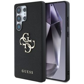   Guess Grained Big 4G Logo Small Classic Logo Samsung Galaxy S25 Ultra  kemény hátlap tok, fekete