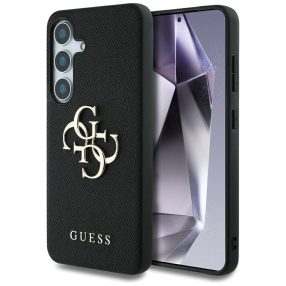   Guess Grained Big 4G Logo Small Classic Logo Samsung Galaxy S25 kemény hátlap tok, fekete