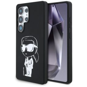   Karl Lagerfeld Silicone Graffiti Ikonik Printed Logo Samsung Galaxy S25 Ultra MagSafe tok, fekete