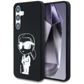   Karl Lagerfeld Silicone Graffiti Ikonik Printed Logo Samsung Galaxy S25 MagSafe tok, fekete