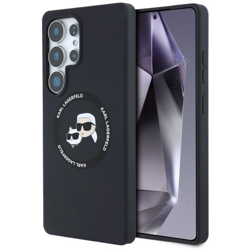 Karl Lagerfeld Silicone Double Heads And Circle Samsung Galaxy S25 Ultra MagSafe tok, fekete