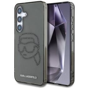   Karl Lagerfeld Rhinestones Karl Head Logo Samsung Galaxy S25 hátlap tok, fekete