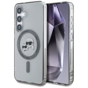   Karl Lagerfeld Button Karl & Choupette Heads Printed Logo Galaxy S25 MagSafe hátlap tok, fekete