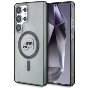   Karl Lagerfeld Button Karl & Choupette Heads Printed Logo Galaxy S25 Ultra MagSafe hátlap tok, fekete