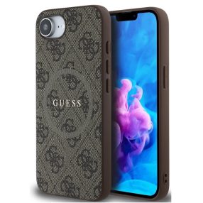   Guess PU Leather 4G Colored Ring Apple iPhone 17e / iPhone 16e MagSafe tok, barna