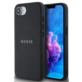   Guess PU Grained Classic Logo Apple iPhone 16e MagSafe tok, fekete