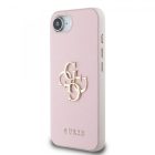 Guess PU Grained 4G Metal Logo Apple iPhone 16e hátlap tok, rózsaszín