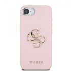 Guess PU Grained 4G Metal Logo Apple iPhone 16e hátlap tok, rózsaszín