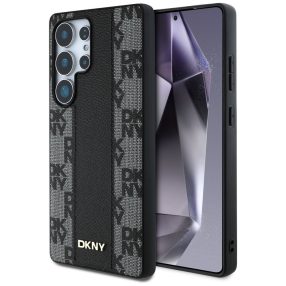   DKNY Leather Checkered Pattern Samsung Galaxy S25 Ultra MagSafe hátlap tok, fekete