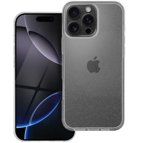 Clear 2mm Apple iPhone 16e csillámos szilikon tok, átlátszó