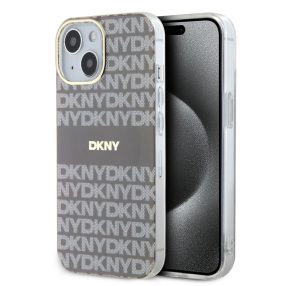   DKNY PU Leather Repeat Pattern Tonal Stripe iPhone 13 tok, bézs