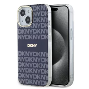   DKNY PU Leather Repeat Pattern Tonal Stripe iPhone 14 Pro tok, kék