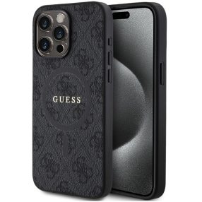   Guess PU Leather 4G Colored Ring Apple iPhone 15 Pro Max MagSafe tok, fekete