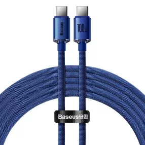 Baseus Crystal Shine USB-C-USB-C kábel, 100W, 1,2m, kék