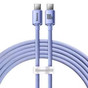 Baseus Crystal Shine USB-C-USB-C kábel, 100W, 2m, lila