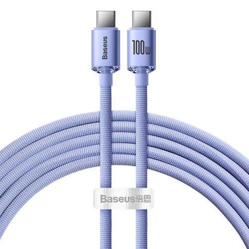 Baseus Crystal Shine USB-C-USB-C kábel, 100W, 2m, lila