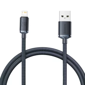   Baseus Crystal Shine USB-Lightning kábel, 2.4A, 1.2m, fekete