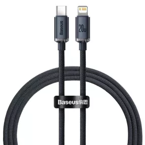 Baseus Crystal USB-C-Lightning kábel, 20W, PD, 1.2m, fekete