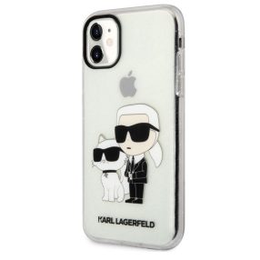   Karl Lagerfeld IML Glitter Karl and Choupette NFT hátlap tok Apple iPhone 11, átlátszó