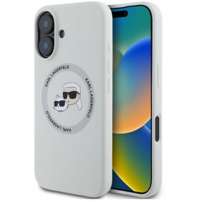   Karl Lagerfeld Liquid Silicone K&CH Heads Apple iPhone 16 MagSafe tok, bézs