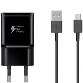   Samsung EP-TA200EBE 15W hálózati töltőadapter + EP-DR140ABE USB-C adatkábel, fekete (eco csomagolásban)