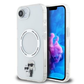   Karl Lagerfeld PU Saffiano Karl and Choupette Apple iPhone 17e / iPhone 16e hátlap tok, átlátszó